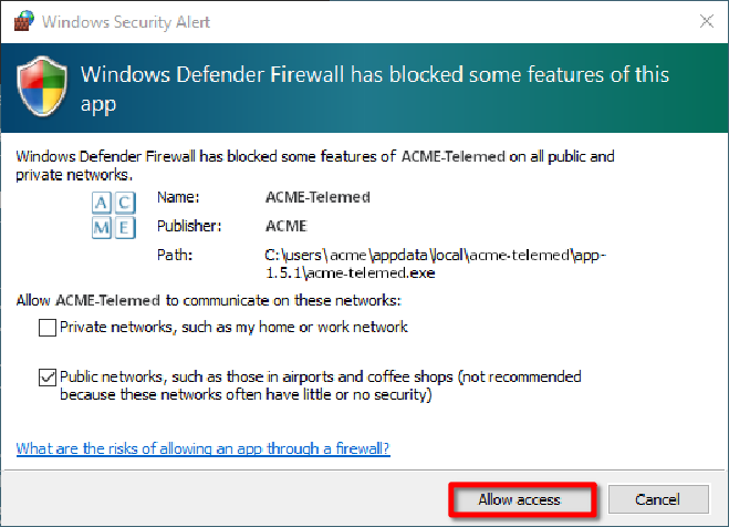 Windows Firewall Alert